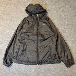 Calvin Klein Black Hooded Windbreaker Jacket Women’s Large